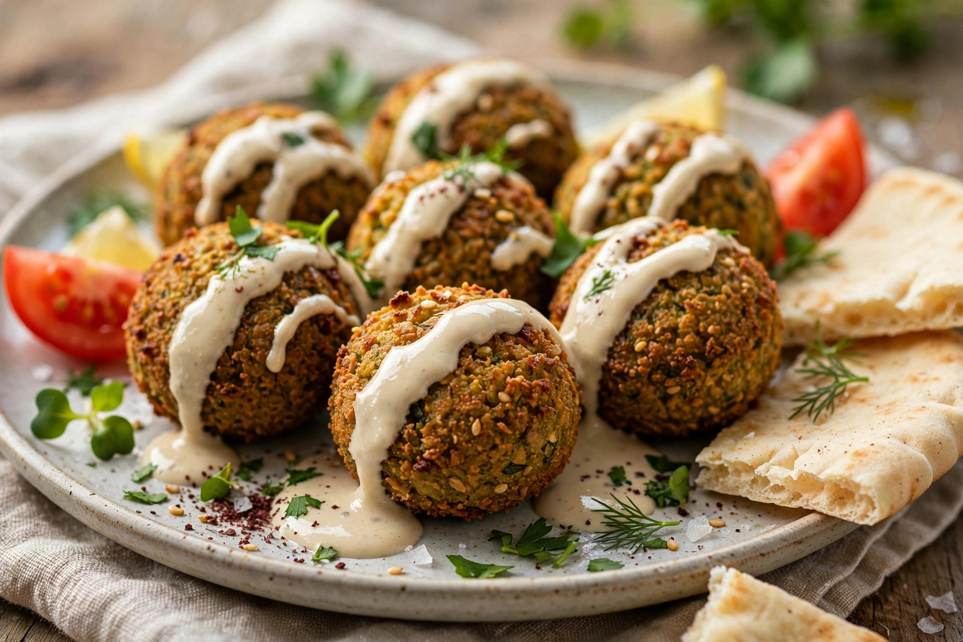 Falafels au four, sauce tahini