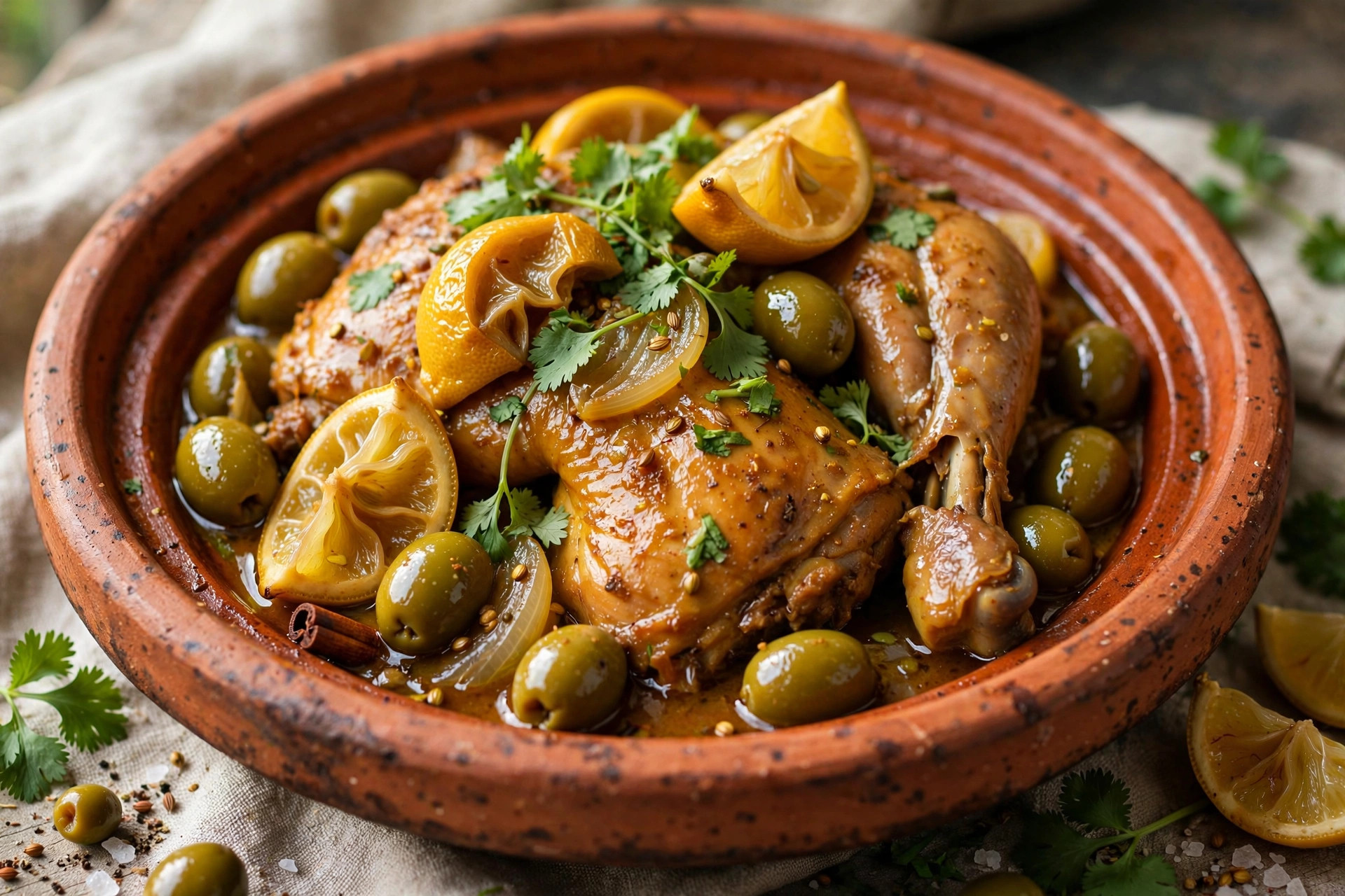 Tajine de poulet au citron confit